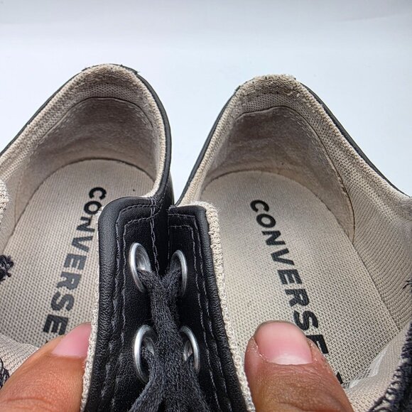 Converse All Star Women’s Size 5.5 Black Leather Low Top Sneakers Casual Shoes - Picture 9 of 13